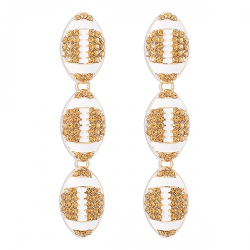 Zinc Alloy Rhinestone Drop Earring, gold color plated, fashion jewelry & for woman & enamel & with rhinestone 
