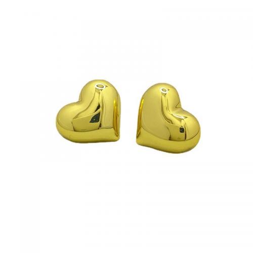 Brass Stud Earring, Heart, 18K gold plated, fashion jewelry & for woman 