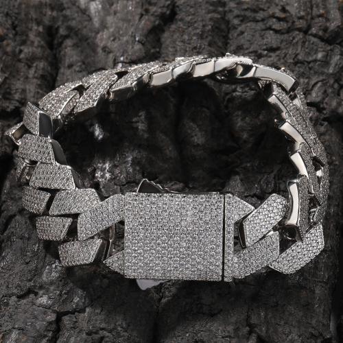 Cubic Zirconia Micro Pave Brass Bracelet, plated, fashion jewelry & micro pave cubic zirconia & for man mm 