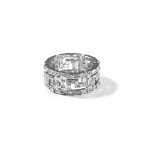 Цирконий Micro Pave Латунь палец кольцо, ювелирные изделия моды & инкрустированное микро кубического циркония & Мужский & отверстие, серебряный .8mm, размер:7, продается PC