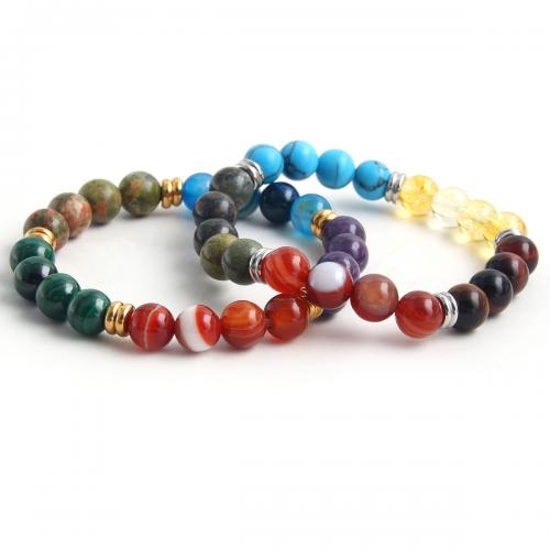 Gemstone Bracelets, 304 Stainless Steel, with Gemstone, plated, Unisex Approx 18 cm 