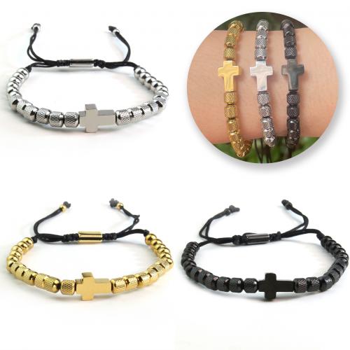Stainless Steel Chain Bracelets, 304 Stainless Steel, with Wax Cord, with 6CM extender chain, plated, Unisex Approx 18 cm 