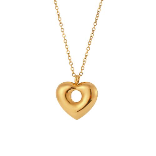 Stainless Steel Jewelry Necklace, 304 Stainless Steel, Heart, Vacuum Ion Plating, for woman, golden 