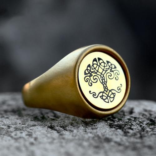 титан Кольцо, Круглая, плакирован золотом, вращающийся & разный размер для выбора & Мужский & чернеют, размер:7-13, продается PC