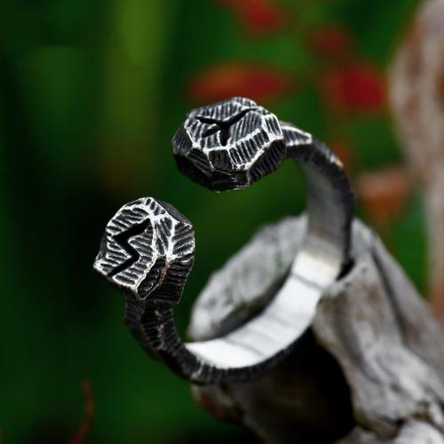 Titanium Steel Cuff Finger Ring, polished, vintage & for man & blacken, original color, US Ring 