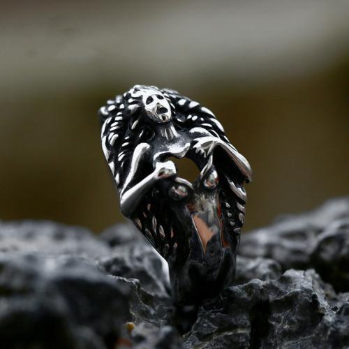 Partículas de acero anillo, personaje, pulido, Vintage & diverso tamaño para la opción & para hombre & ennegrezca, color original, tamaño:7-13, Vendido por UD