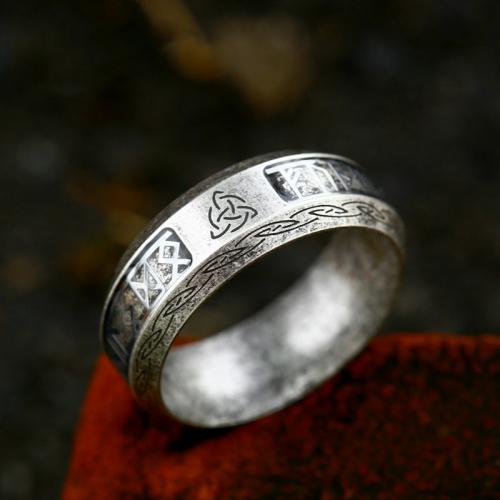Titanium Steel Finger Ring, polished, vintage & for man & blacken, original color, US Ring 