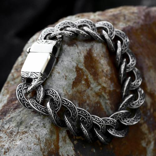 Titanium Steel Bracelet, polished, vintage & for man & blacken 