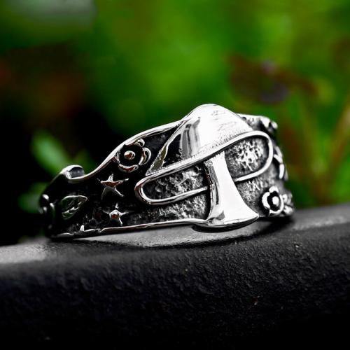 Titanium Steel Finger Ring, polished, vintage & for man & blacken, original color, US Ring 