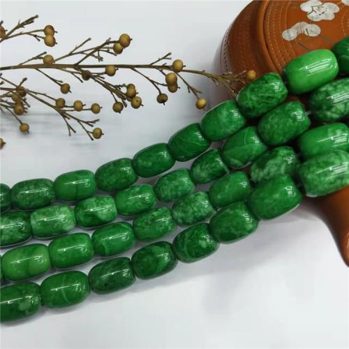 Single Gemstone Beads, Kosmochlor Jade, barrel, polished, DIY green Approx 38 cm 