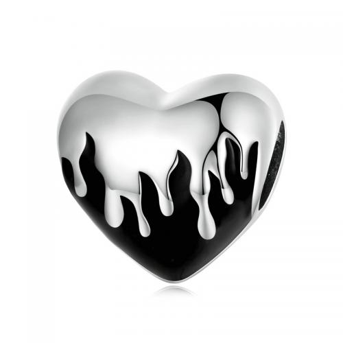 Эмаль Пандора Стерлинговые серебряные бусы, 925 пробы, Сердце, DIY & эмаль отверстие:Приблизительно 4.5mm, продается PC[