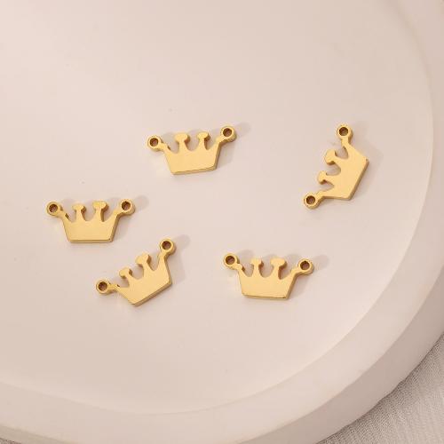 Stainless Steel Crown Pendant, 304 Stainless Steel, Vacuum Ion Plating, double-hole, golden 