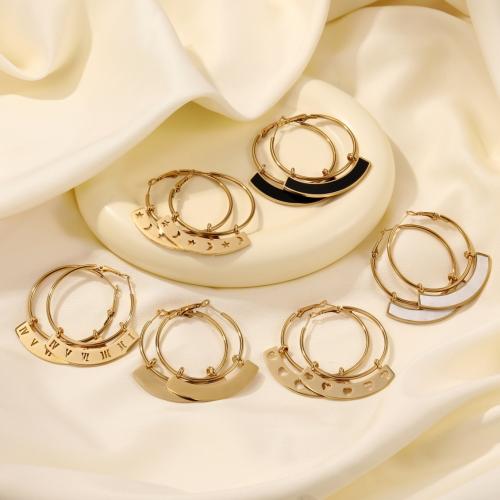 Stainless Steel Hoop Earring, 304 Stainless Steel, fashion jewelry & for woman, golden, earring 42mm, Bend sheet 45*7mm 