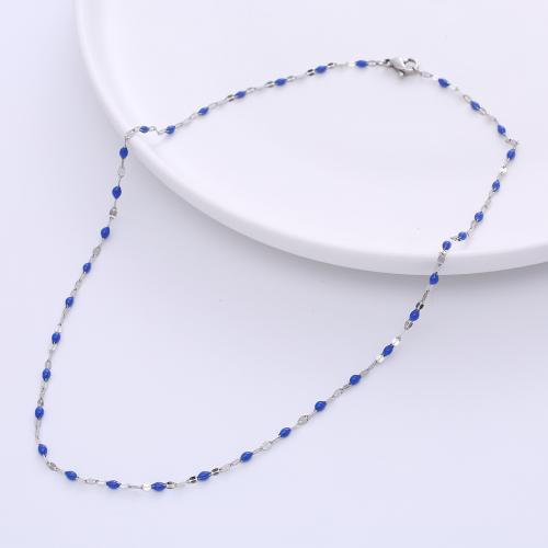 Stainless Steel Chain Necklace, 304 Stainless Steel, Vacuum Ion Plating, fashion jewelry & for woman & epoxy gel Approx 42 cm 
