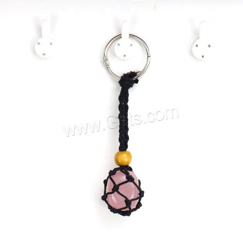 Stainless Steel Key Chain, Cotton Thread, with Natural Stone & 304 Stainless Steel & Unisex 