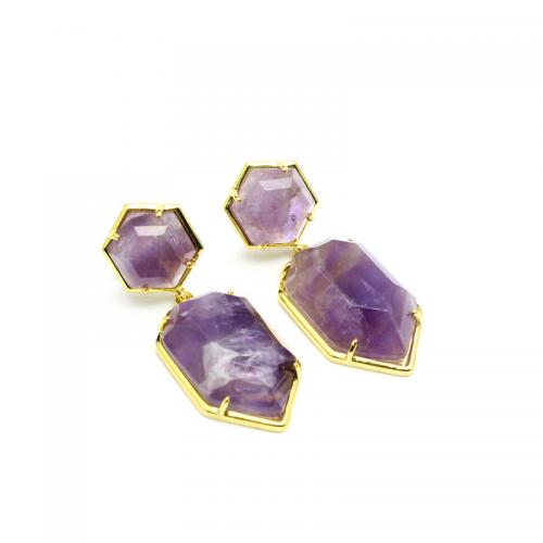 Gemstone Brass Pendants, Natural Stone, with Brass, gold color plated, fashion jewelry & for woman 