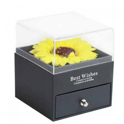 Kunststoff Geschenk Set, Halskette, mit Papier, Sonnenblume, Geschenk-Box-Paket, keine, 90x90x105mm, verkauft von setzen