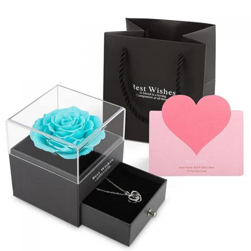 Kunststoff Geschenk Set, Halskette, mit Papier, Rose, Geschenk-Box-Paket, keine, 90x90x105mm, verkauft von setzen
