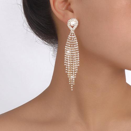 Fashion Fringe Earrings, Zinc Alloy, with Rhinestone, irregular, plated, fashion jewelry & for woman [