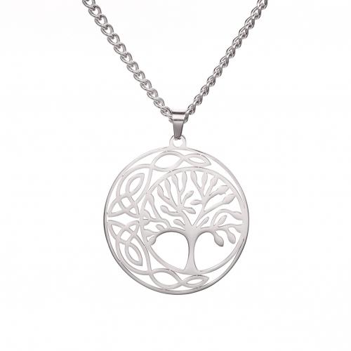 Titanium Steel Jewelry Necklace, with 5CM extender chain, Tree, plated, for man & hollow cm 