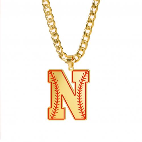 Titan Schmuck Halskette, Titanstahl, Alphabet-Buchstabe, goldfarben plattiert, verschiedene Stile für Wahl & hohl, keine, Länge:60 cm, verkauft von PC