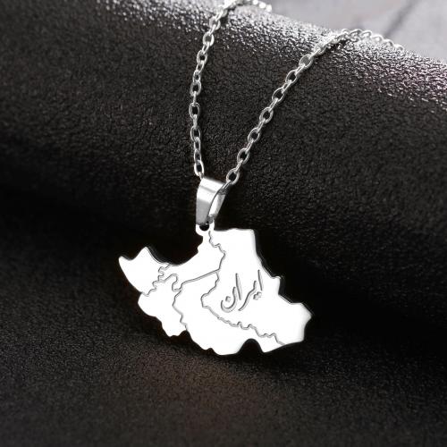 Titanium Steel Jewelry Necklace, with 5CM extender chain, Map, plated, fashion jewelry cm 