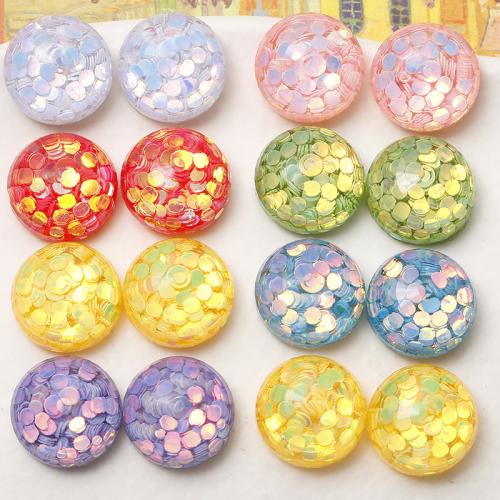 Hair Barrette Finding, Resin, with Sequins, Round, DIY 