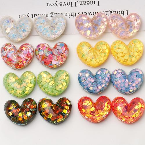 Hair Barrette Finding, Resin, with Sequins, Heart, DIY 