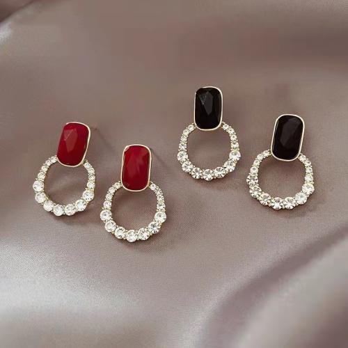 Zinc Alloy Rhinestone Stud Earring, plated, fashion jewelry & with rhinestone 