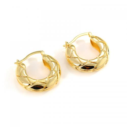 Brass Hoop Earring, real gold plated, for woman, golden 