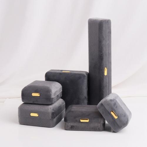Velour Multifunktionelle Schmuck Kasten, mit Eisen, verschiedene Stile für Wahl, grau, verkauft von PC