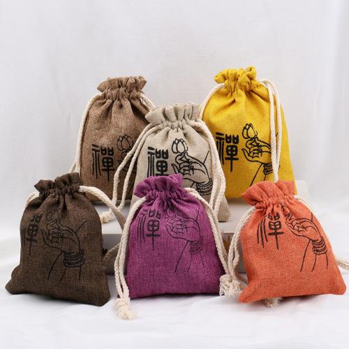 Linen Jewelry Pouches Bags, Embroidery & with letter pattern 