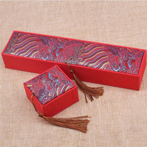 Cloth Multifunctional Jewelry Box, with Paper red 