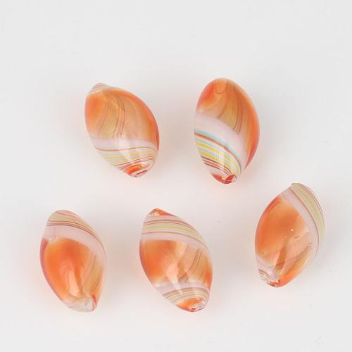 Glass Beads, Oval, multi-colored 