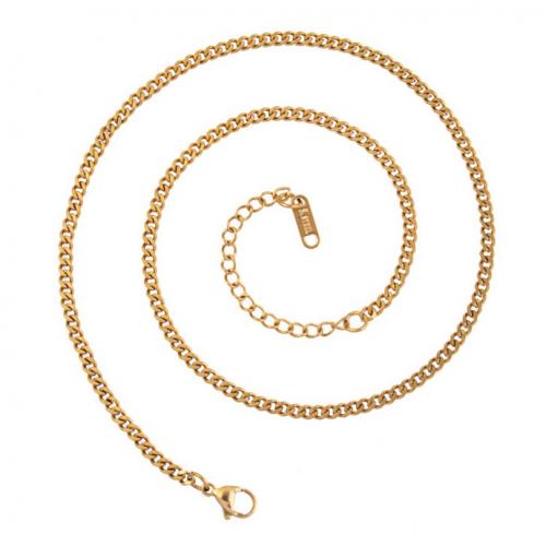 Halskette, 304 Edelstahl, mit Verlängerungskettchen von 5cm, Vakuum-Ionen-Beschichtung, Modeschmuck & unisex, keine, 2.2mm, Länge:ca. 40 cm, verkauft von PC