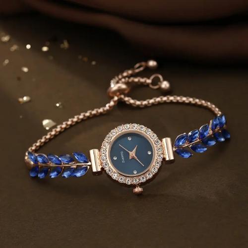 Fashion Watch Bracelet, Zinc Alloy, gold color plated, Adjustable & fashion jewelry & for woman & with rhinestone 