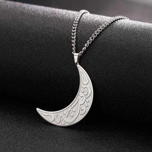 Titanium Steel Jewelry Necklace, with 5CM extender chain, Moon, plated, fashion jewelry & for woman cm 