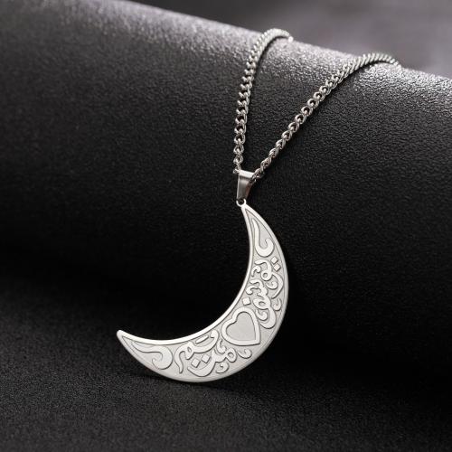 Titanium Steel Jewelry Necklace, 304 Stainless Steel, with 5CM extender chain, Moon, plated, fashion jewelry & for woman cm 