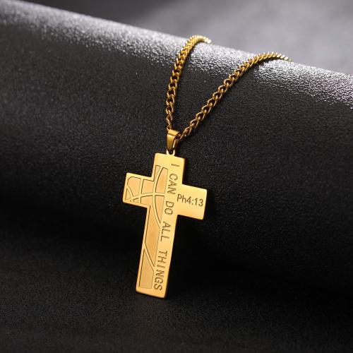 Titanium Steel Jewelry Necklace, Cross, plated, fashion jewelry & for man cm 