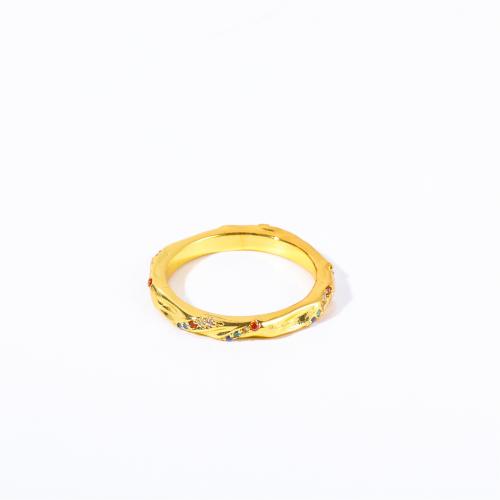 Zircon pavent l'anneau en laiton de doigt, Plaqué or 18K, bijoux de mode & normes différentes pour le choix & pavé de micro zircon & pour femme, Vendu par PC