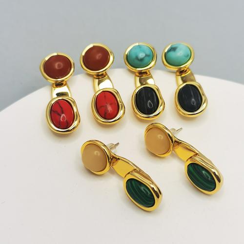 Gemstone Drop Earring, Brass, 18K gold plated, fashion jewelry & for woman 