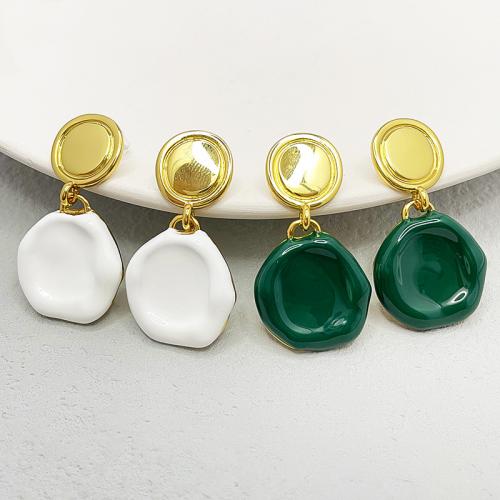 Brass Drop Earring, 18K gold plated, fashion jewelry & for woman & enamel 