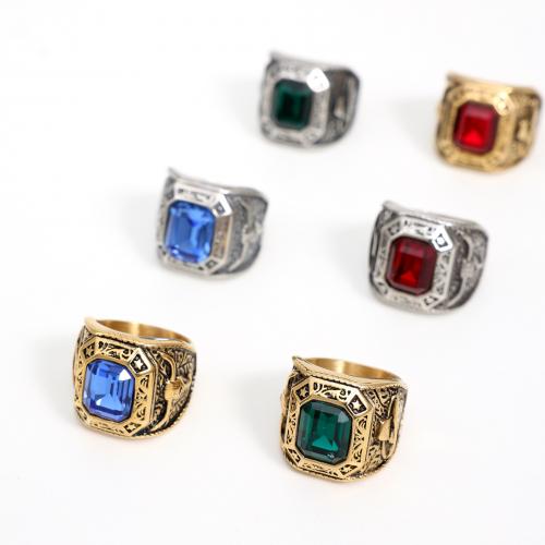Нержавеющая сталь Rhinestone палец кольцо, Нержавеющая сталь 304, разный размер для выбора & разные стили для выбора & Мужский & со стразами, Много цветов для выбора, продается PC