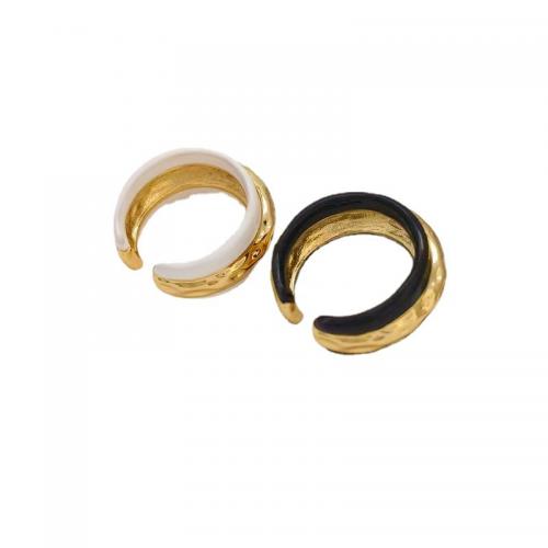 Brass Finger Ring, 18K gold plated, fashion jewelry & for woman & enamel 2.7cm 
