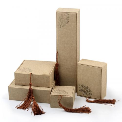 Leinen Multifunktionelle Schmuck Kasten, mit Papier & Baumwollsamt, verschiedene Stile für Wahl & mit Blumenmuster, verkauft von PC
