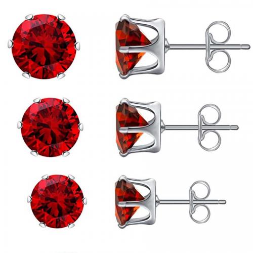 316L Stainless Steel Stud Earring, Round, Vacuum Ion Plating & micro pave cubic zirconia & for woman 