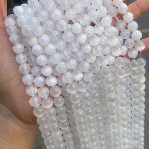 Single Gemstone Beads, Gypsum Stone, Round, DIY white 