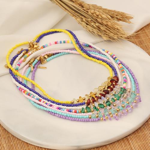 Gemstone Necklaces, Seedbead, with Natural Stone, with 5cm extender chain, handmade, fashion jewelry & for woman Approx 40 cm 
