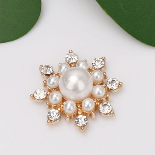 Zinc Alloy Rhinestone Pendants, with Plastic Pearl, gold color plated & DIY & with rhinestone Approx 