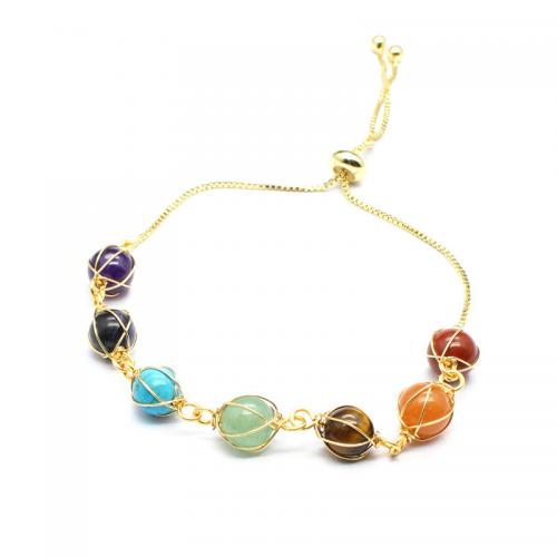Gemstone Bracelets, Brass, with Gemstone, gold color plated, fashion jewelry & for woman Approx 18 cm 